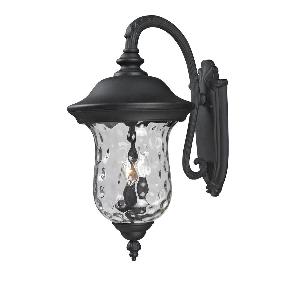 Z-Lite 534B-BK Outdoor Wall Light in Black with a Clear Waterglass Shade